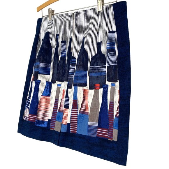 NWT NIC+ZOE 10P Pencil Skirt French Wine Bottle Print Navy Mid Rise Pinstripe - Picture 5 of 12